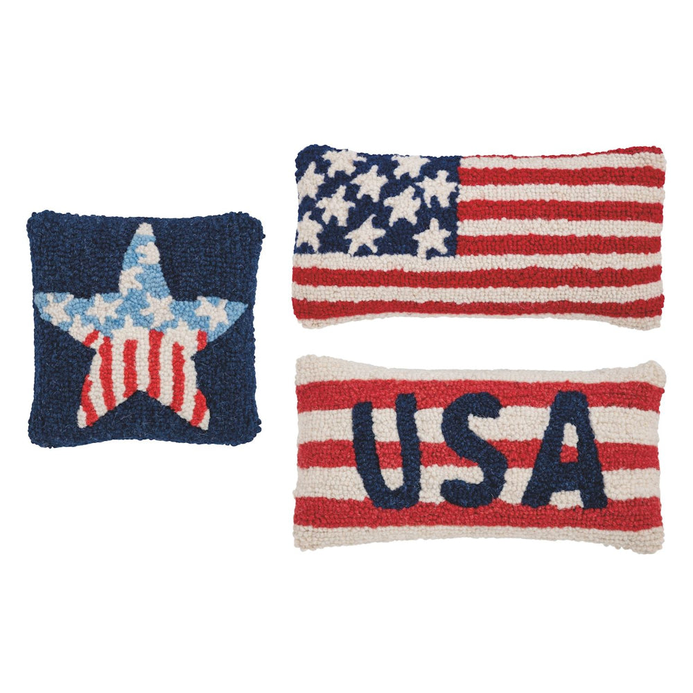 Mud Pie Americana Hook Wool Pillows