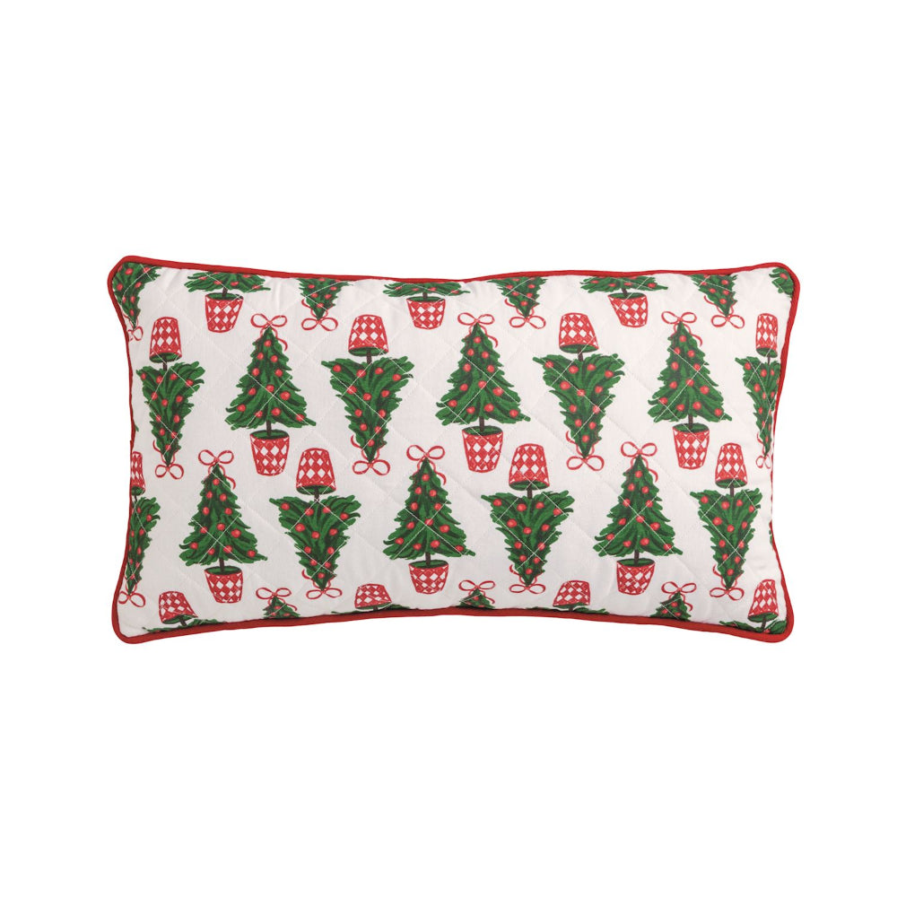 Decorative pillow with Christmas tree pattern on a white background