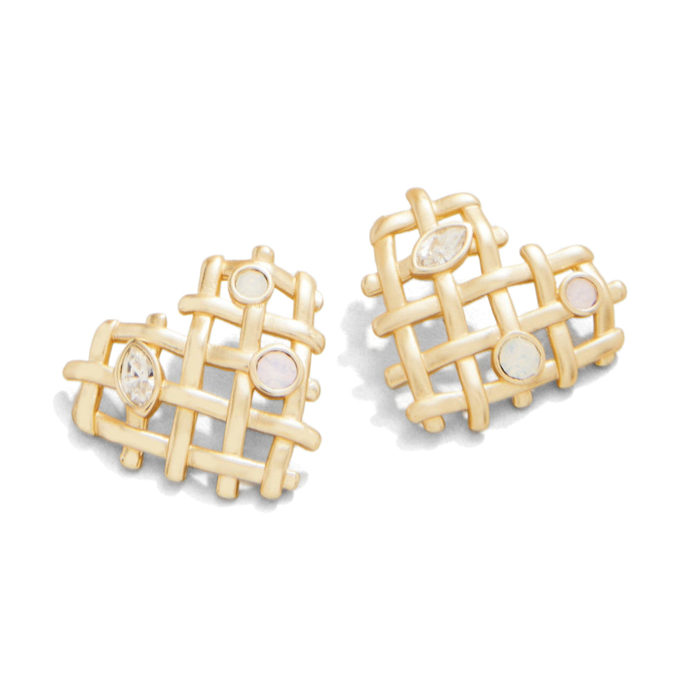 Spartina Woven Heart Crystal Earrings