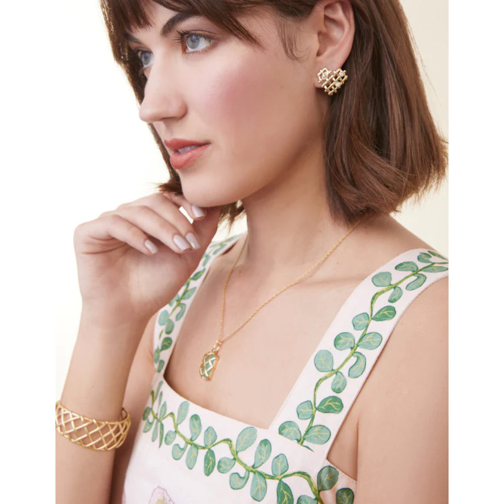 Spartina Woven Heart Crystal Earrings