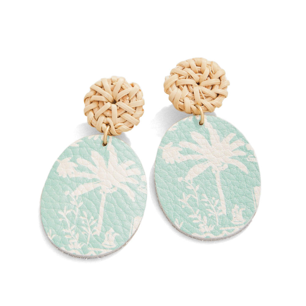 Spartina Palm Leather Earrings - Blue