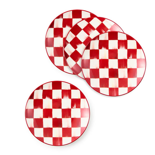 MacKenzie-Childs Cherry Check Appetizer Plates - Set of 4