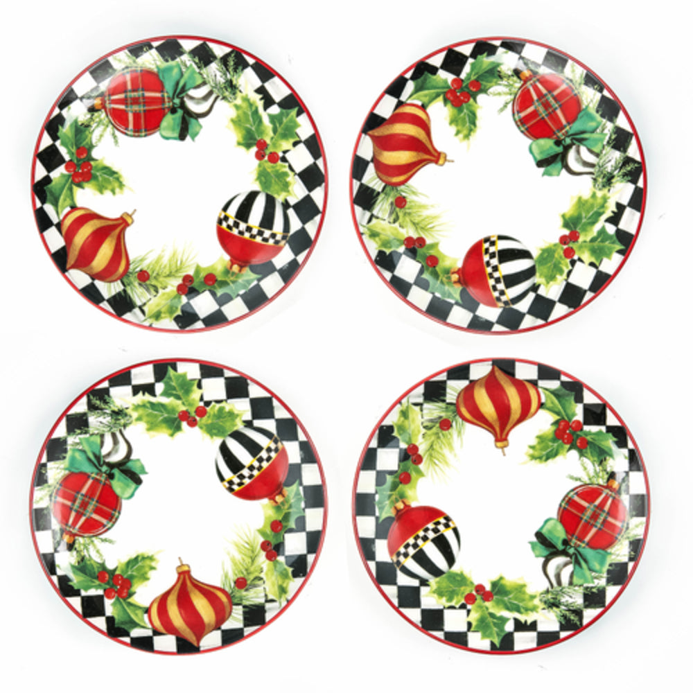 MacKenzie-Childs Deck the Halls Appetizer Plates - Set of 4