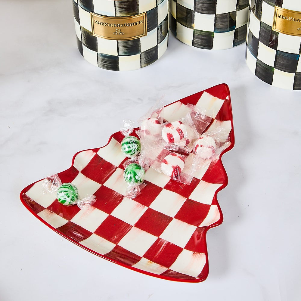 MacKenzie-Childs Cherry Check Tree Dish
