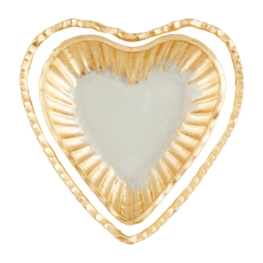 Mud Pie Glass Heart Tidbit Tray Set