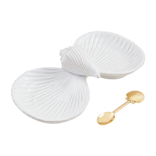 Mud Pie Fan Shell Double Tidbit Set