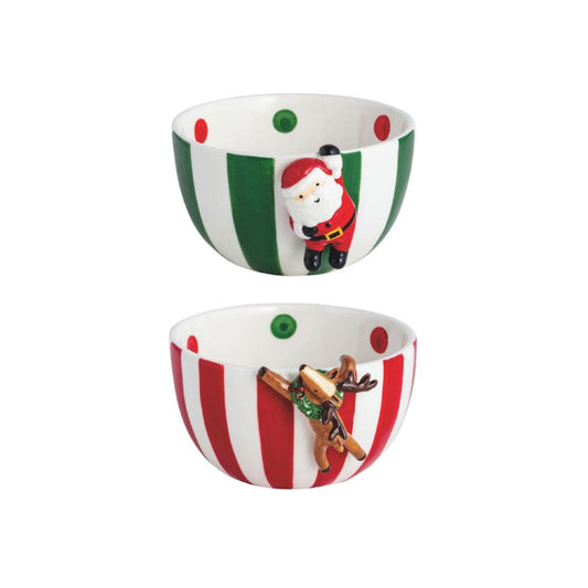 Mud Pie Hanging Reindeer & Santa Candy Tidbit Bowls