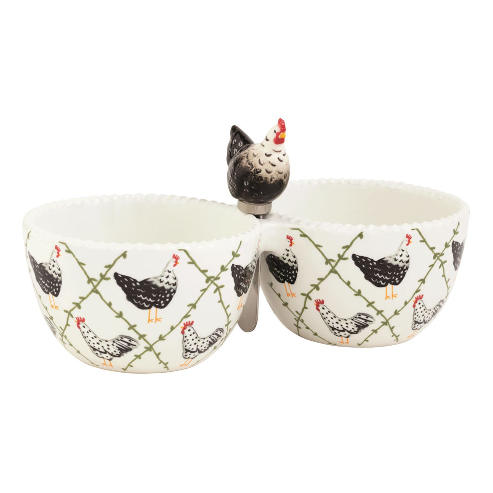 Mud Pie Rooster Double Tidbit Set