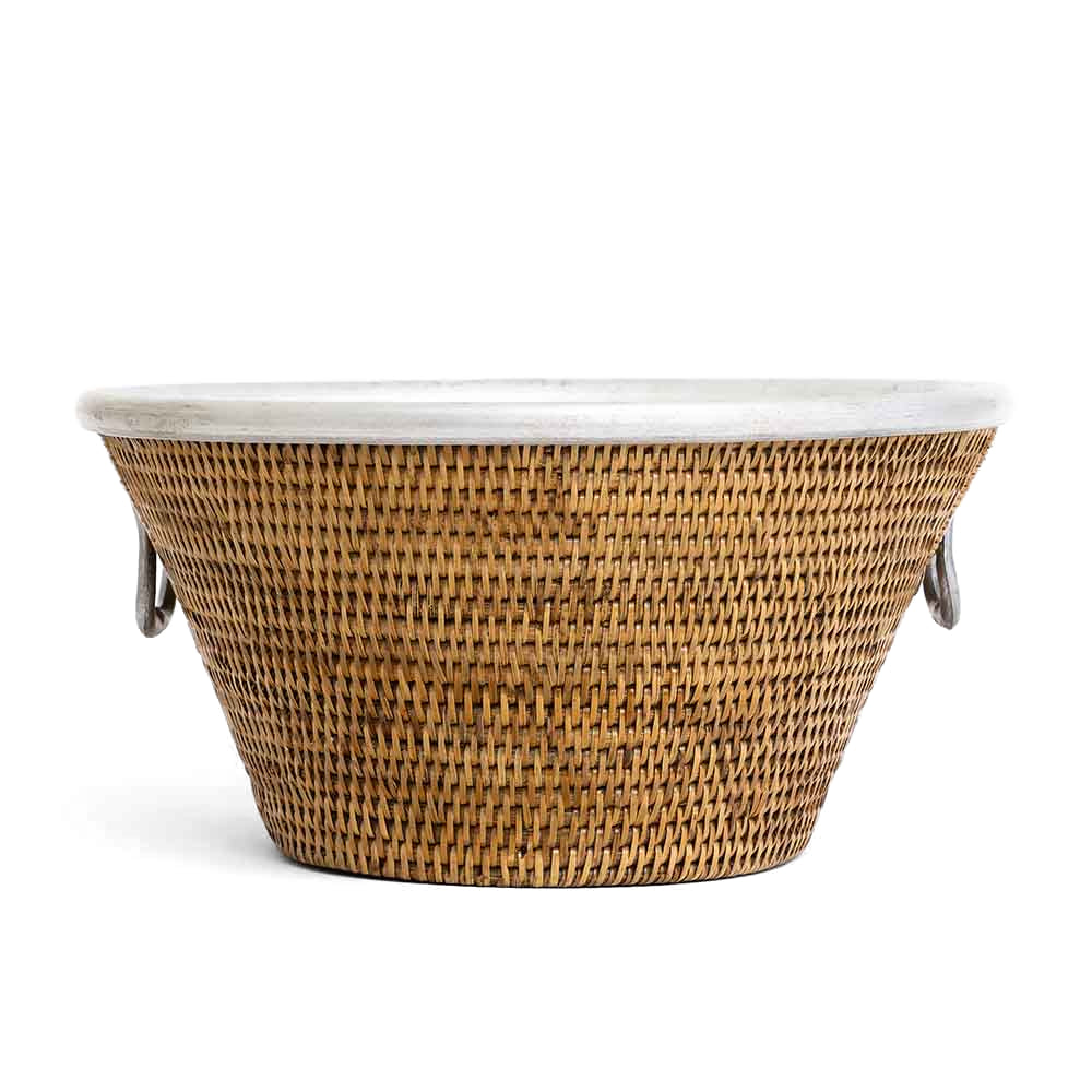 Pomegranate Woven Rattan/Aluminum Ice Bucket with Handle *In store pickup only*