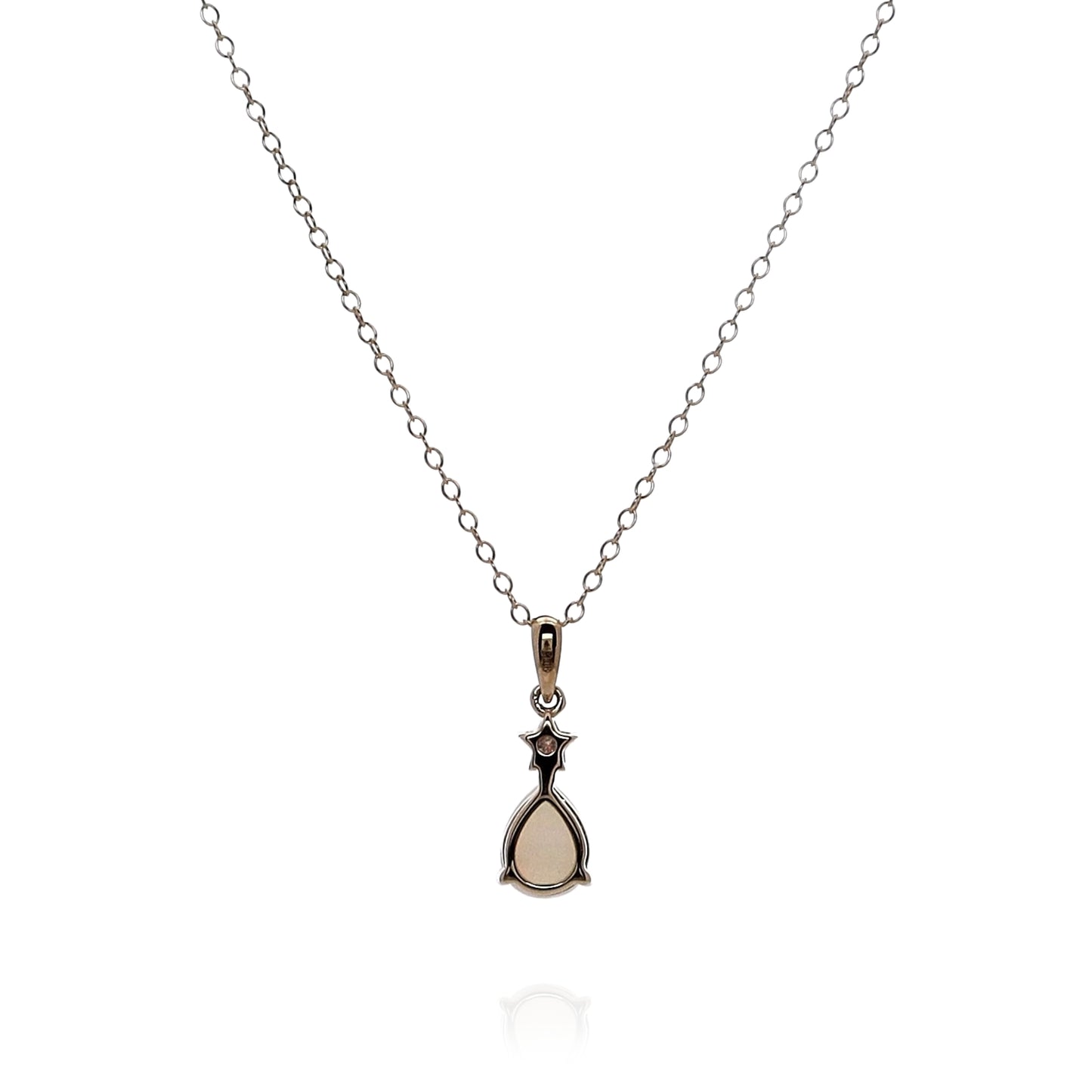 14k Yellow Gold Pear Shaped Opal and Diamond Pendant Necklace