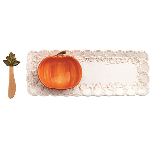 Mud Pie Pumpkin Tray & Dip Set