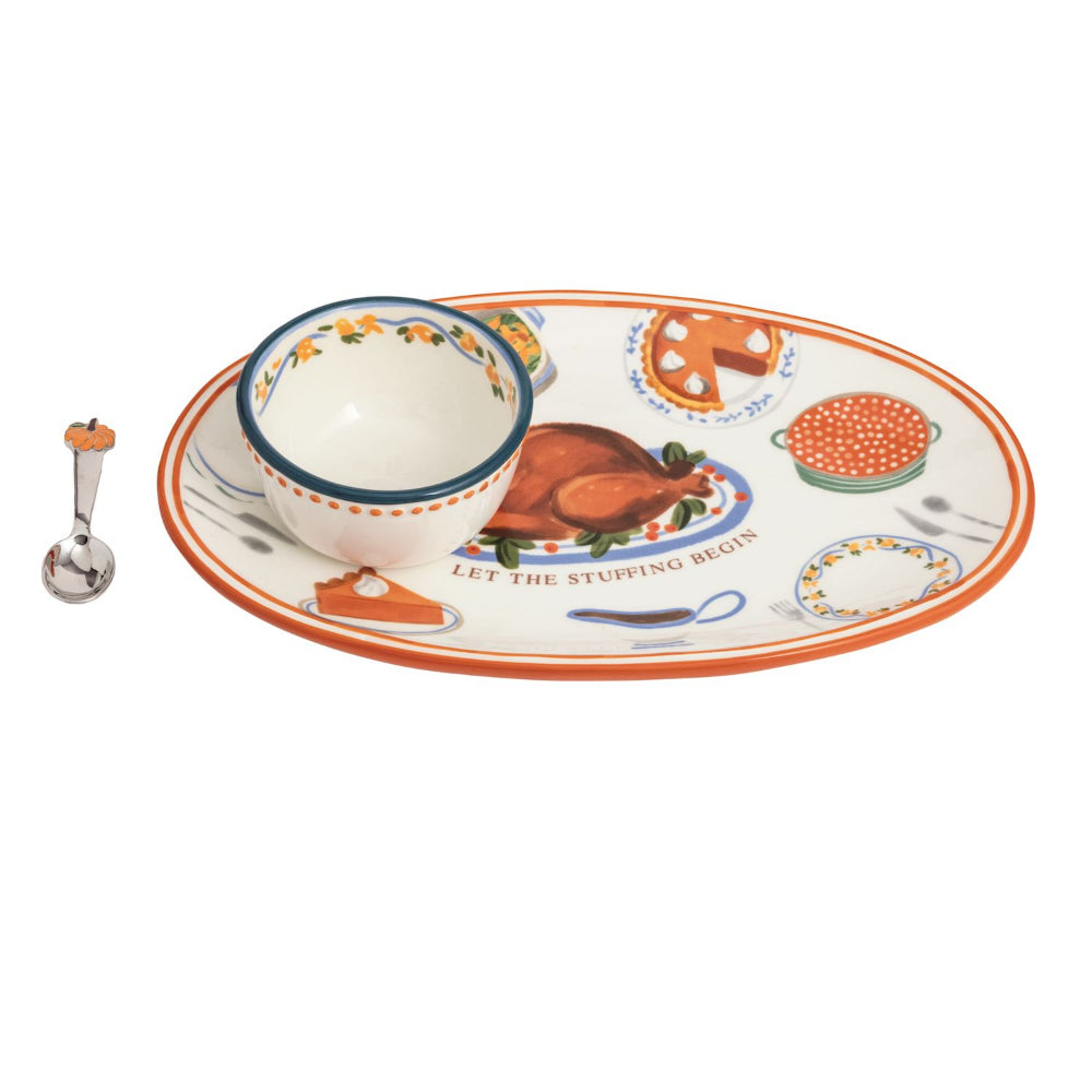 Mud Pie Turkey Dinner Tray & Dip Set