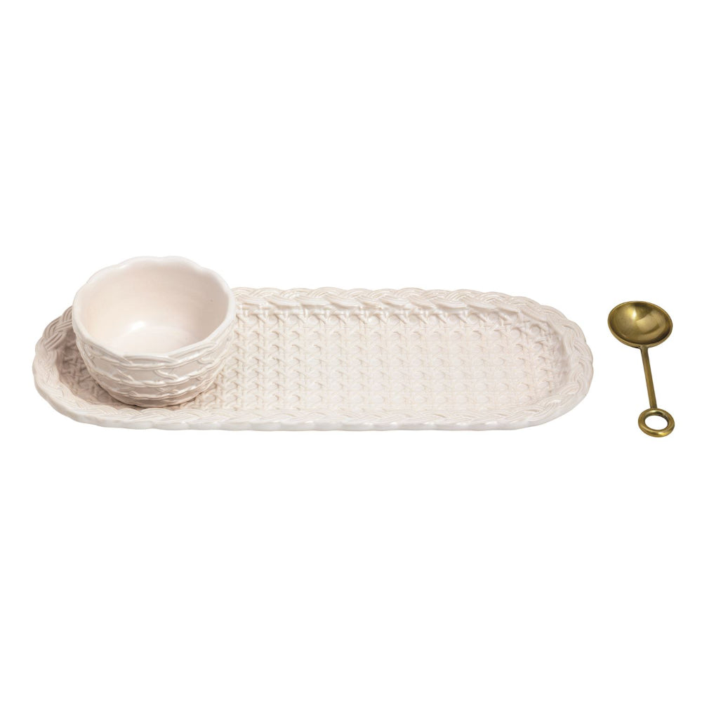 Mud Pie Ceramic Woven Dip Tray