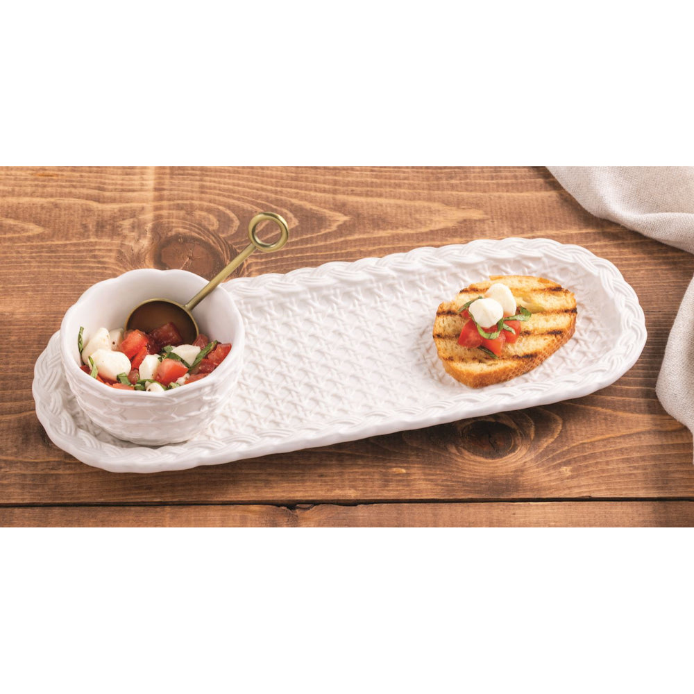 Mud Pie Ceramic Woven Dip Tray