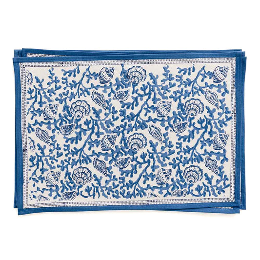 Pomegranate Coral & Shell Blue Placemat