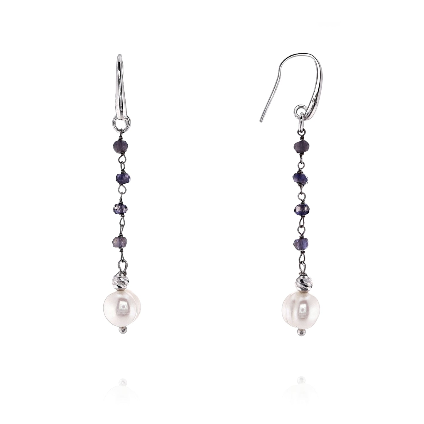 Honora Sterling Silver Pearl and Faceted Purple Iolite Drop Earrings