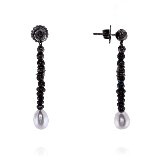 Honora Black Rhodium Sterling Silver Freshwater Pearl Drop Earrings