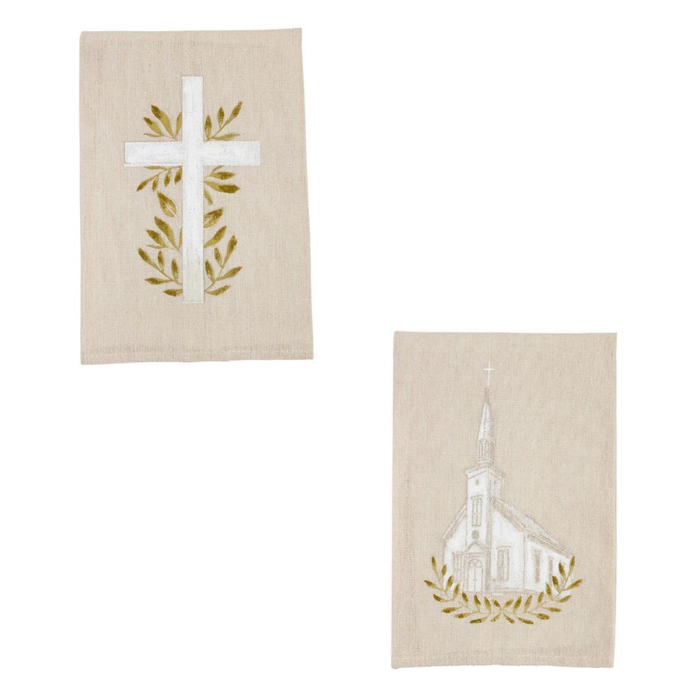 Mud Pie Painted Church & Cross Towels
