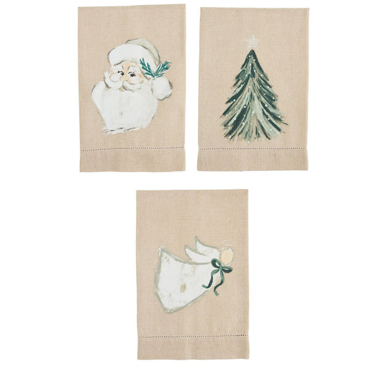 Mud Pie White Christmas Painted Towel