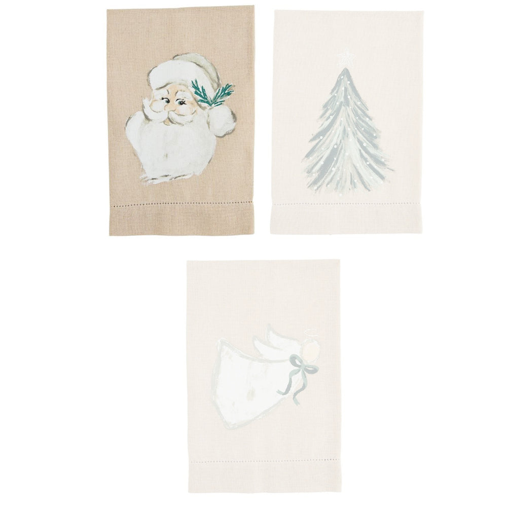 Mud Pie White Christmas Painted Towel