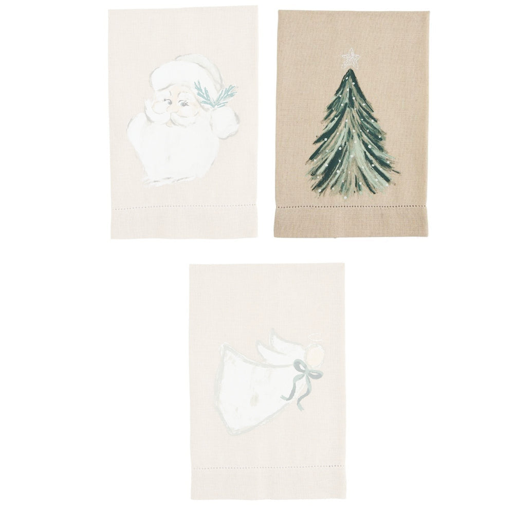 Mud Pie White Christmas Painted Towel