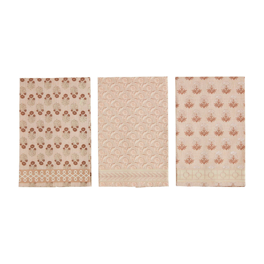 Mud Pie Taupe Block Print Ribbon Towels