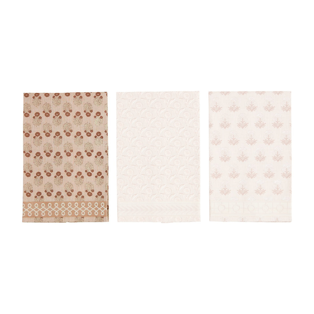 Mud Pie Taupe Block Print Ribbon Towels