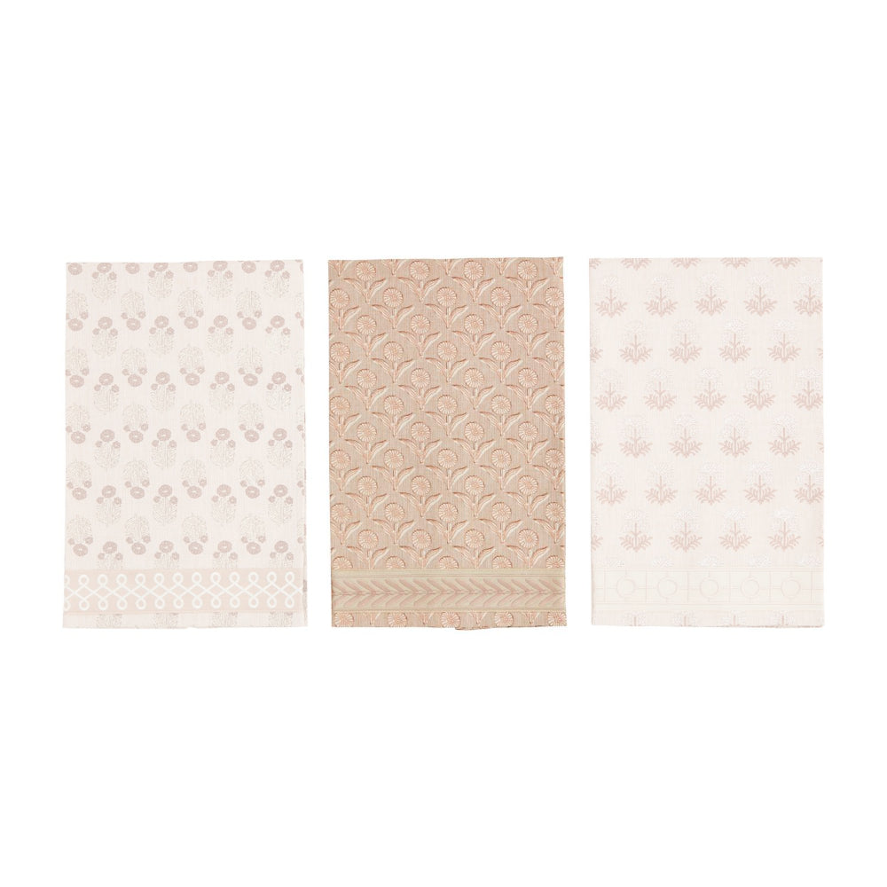 Mud Pie Taupe Block Print Ribbon Towels