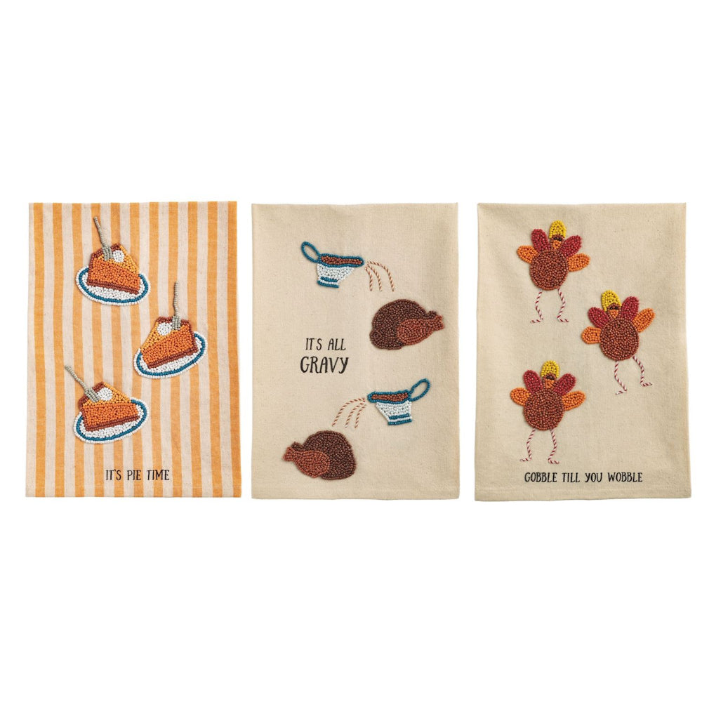 Mud Pie Beaded Thanksgiving Towels