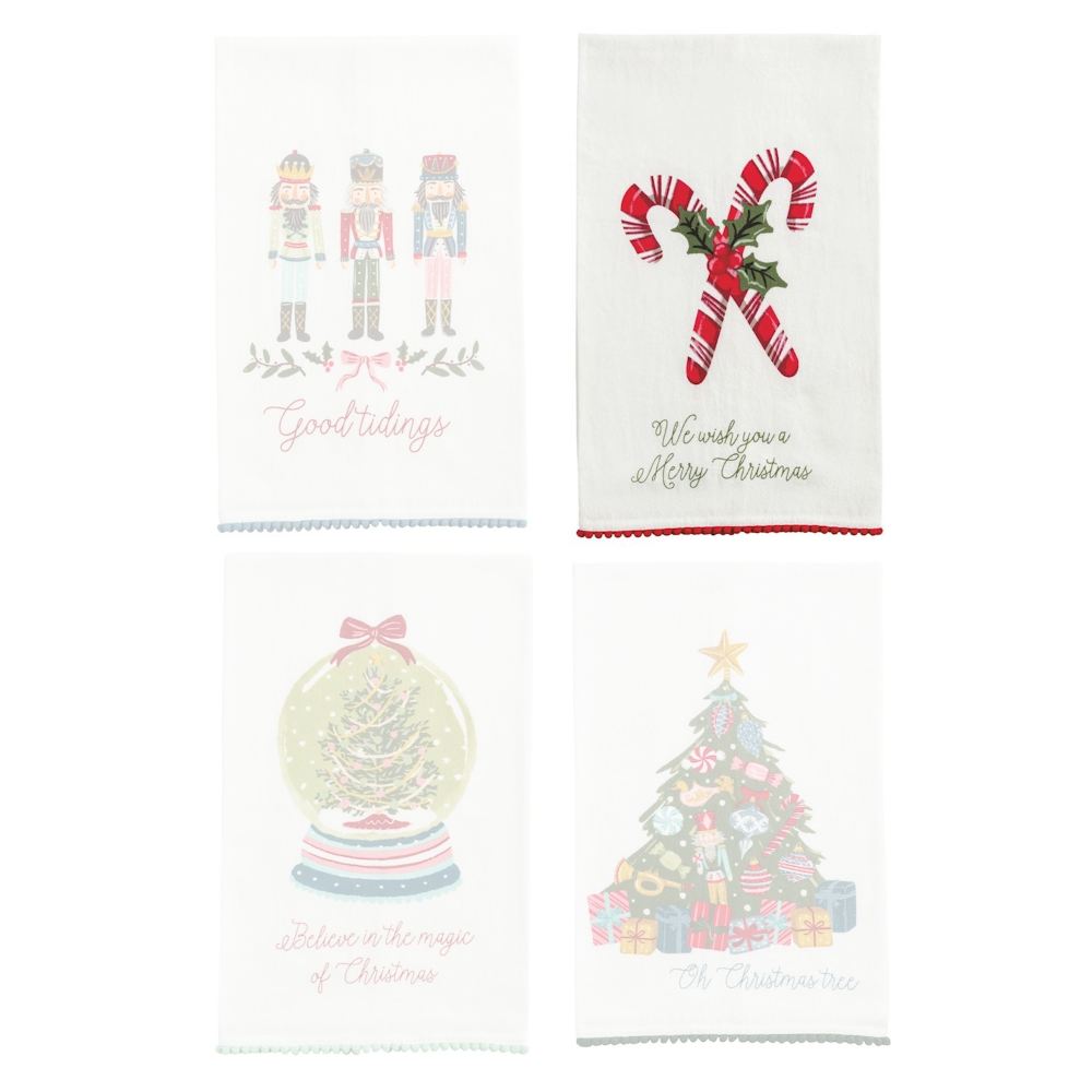 Mud Pie Christmas Pom Trim Towels