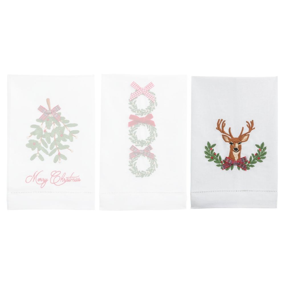 Mud Pie Christmas Embroidered Towels
