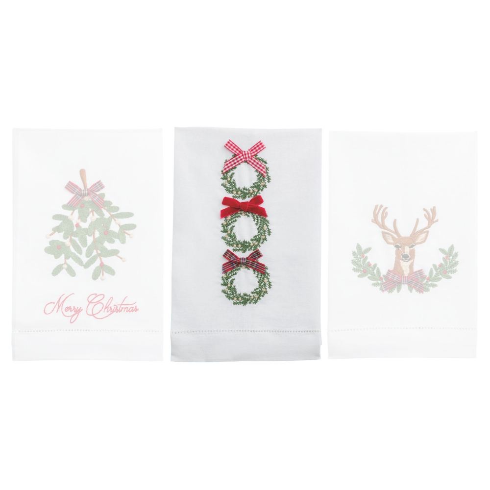 Mud Pie Christmas Embroidered Towels