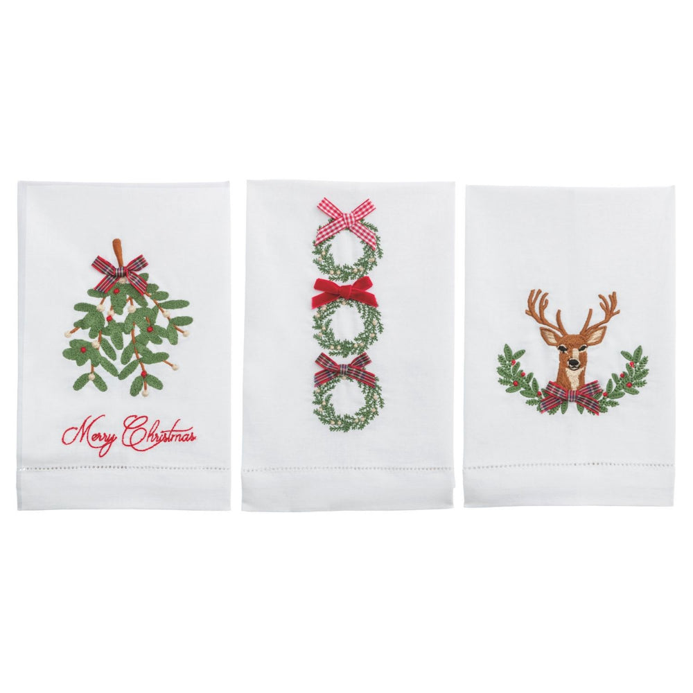 Mud Pie Christmas Embroidered Towels
