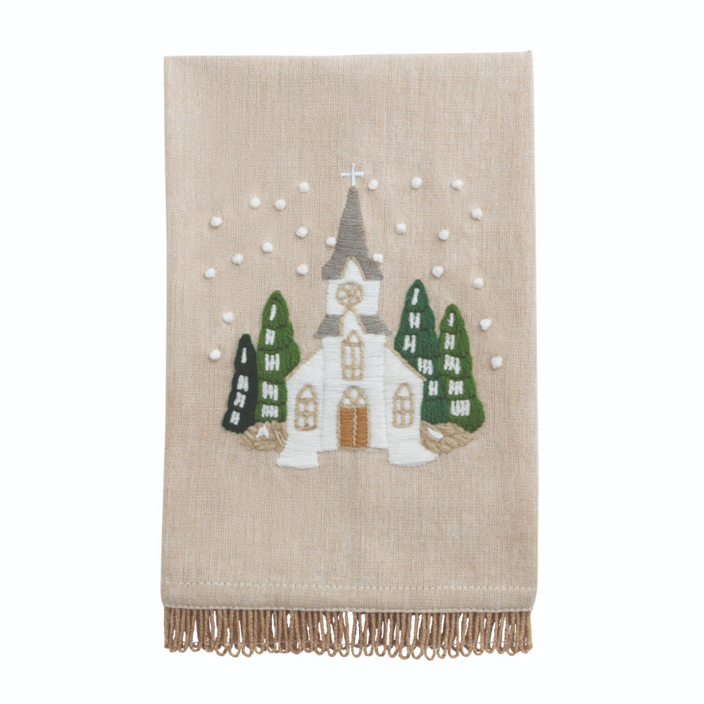 Mud Pie White Christmas Embroidered Towel