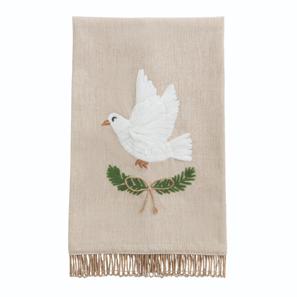 Mud Pie White Christmas Embroidered Towel