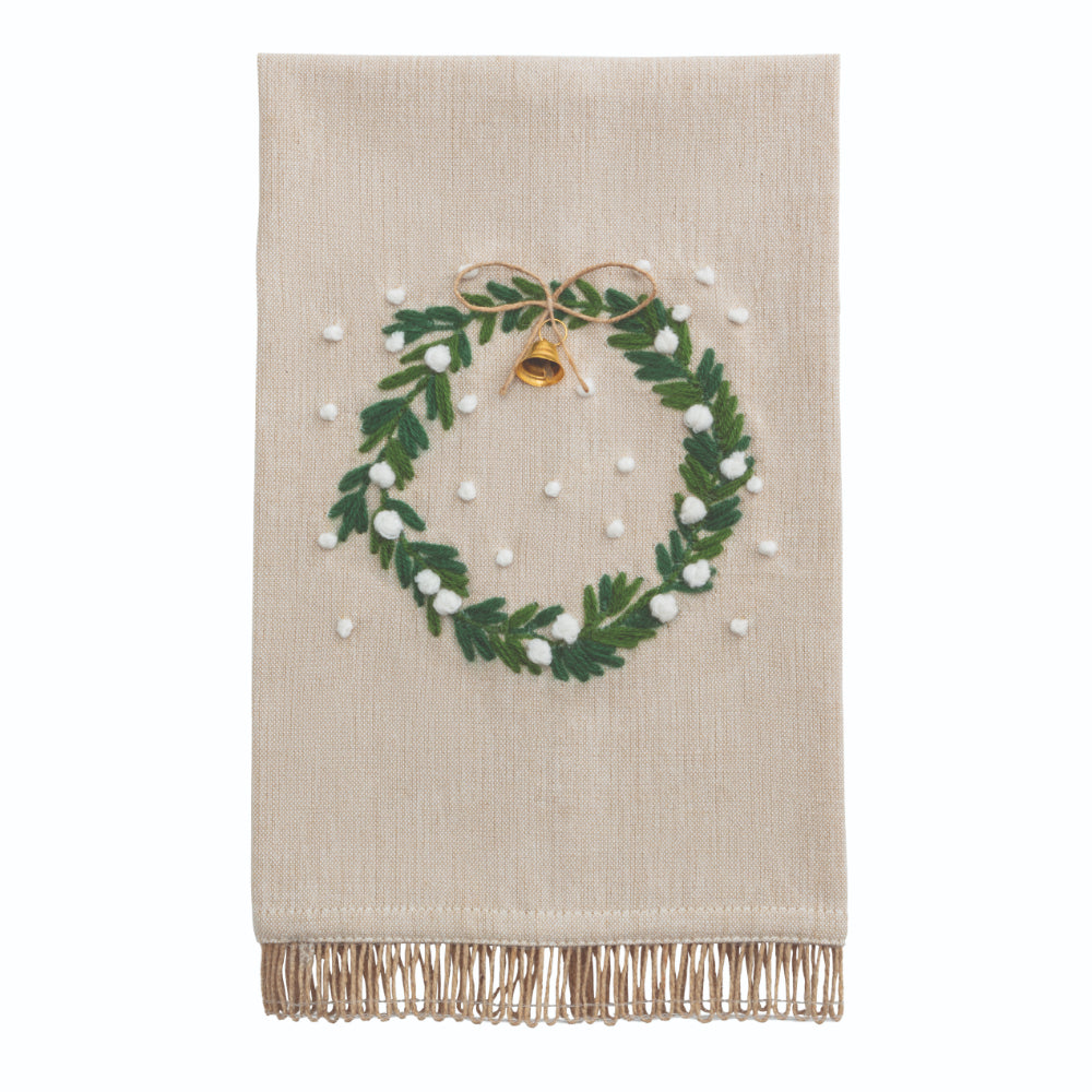 Mud Pie White Christmas Embroidered Towel