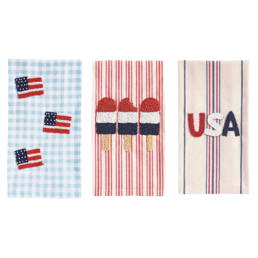 Mud Pie Beaded Americana Towels