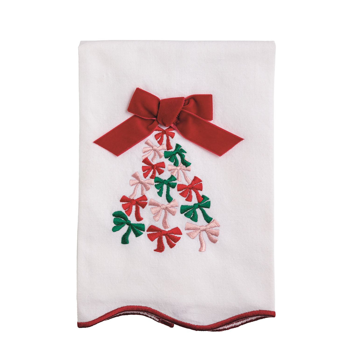 Mud Pie Scallop Bow Embroidered Towels