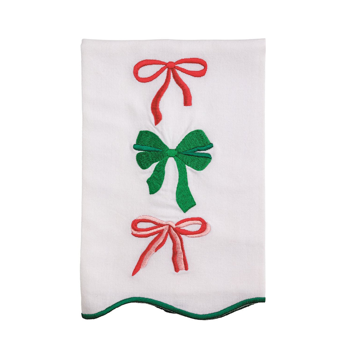Mud Pie Scallop Bow Embroidered Towels