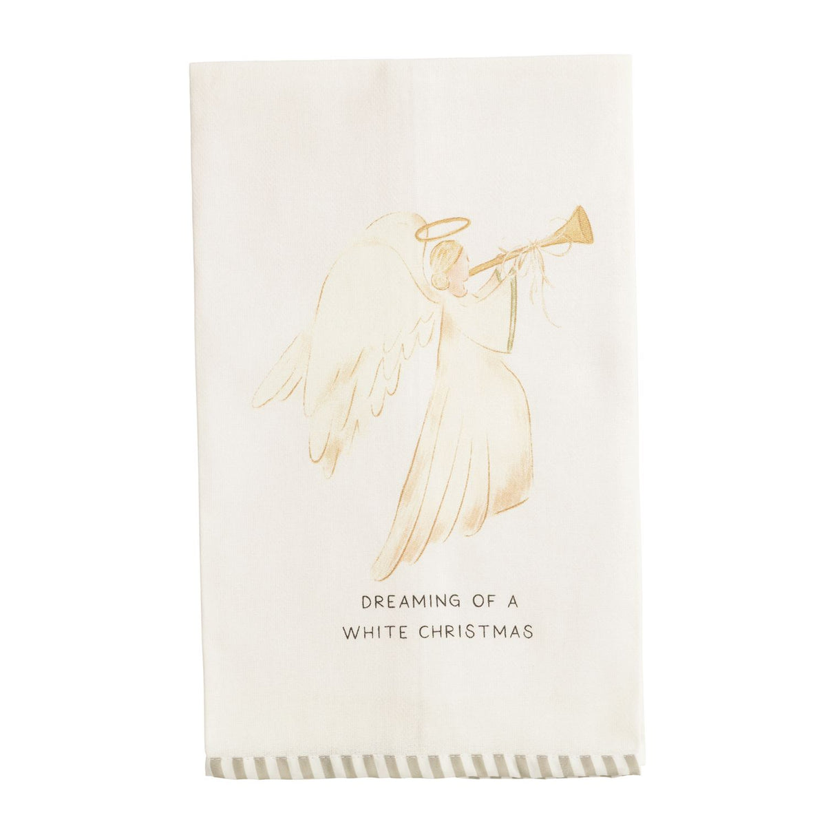 Mud Pie White Christmas Stripe Hem Towel