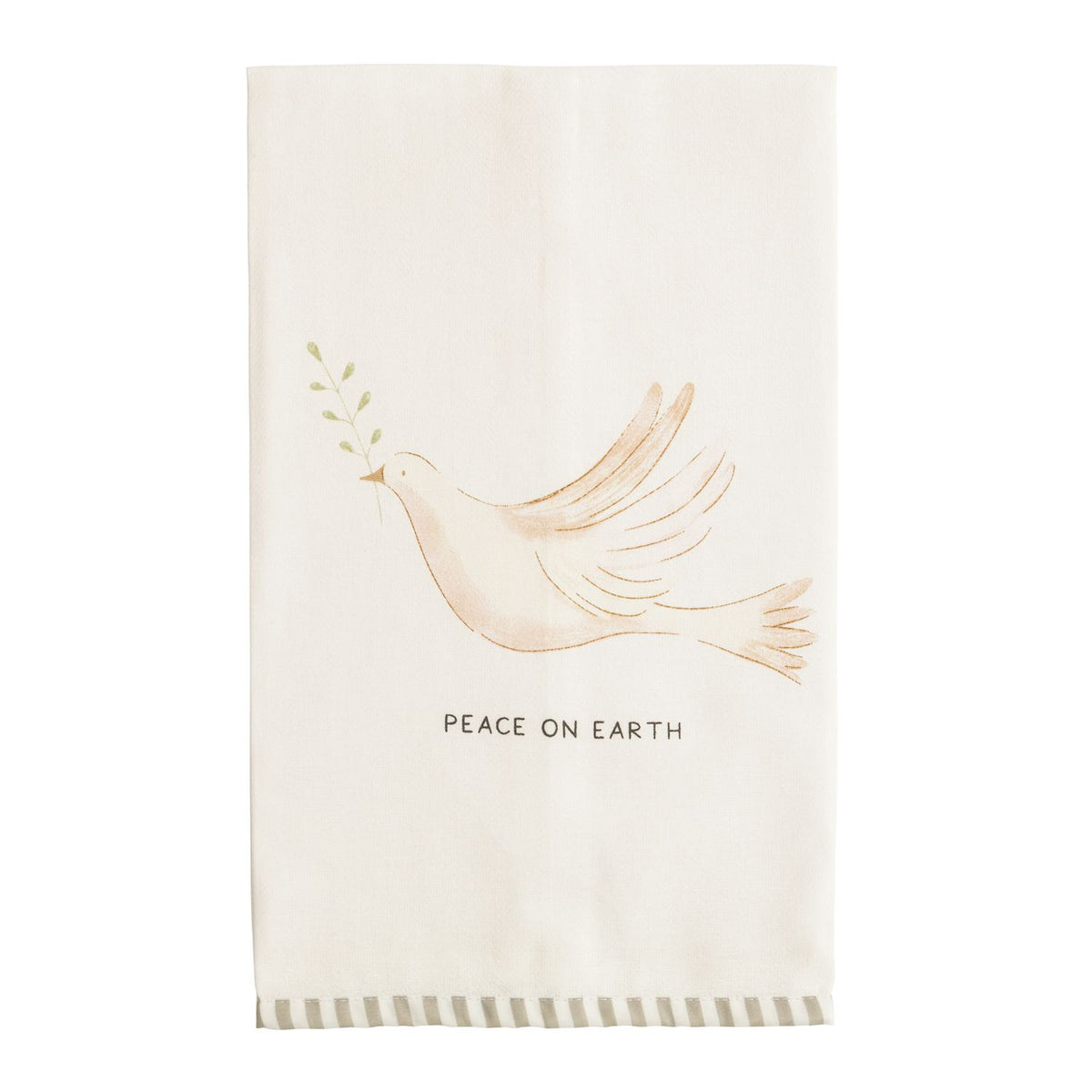Mud Pie White Christmas Stripe Hem Towel