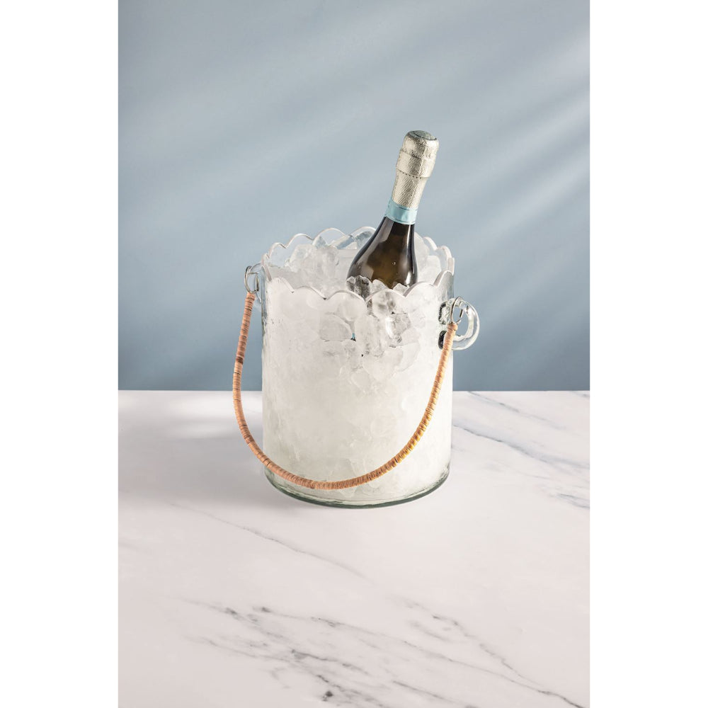Mud Pie Scalloped Glass Ice Bucket