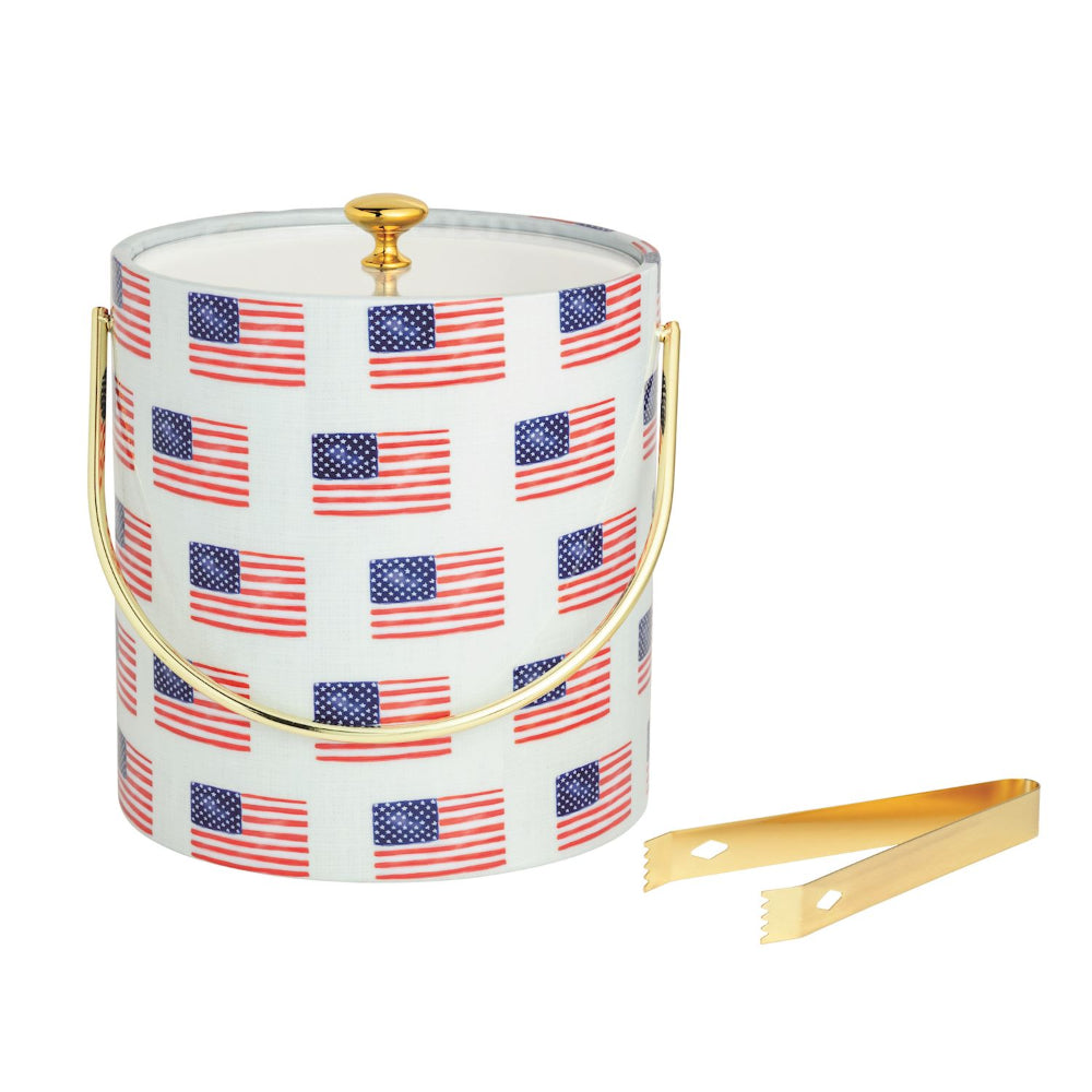 Mud Pie American Flag Ice Bucket Set
