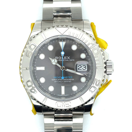 Estate Gents Rolex Yacht Master with Rhodium Dial and Platinum Bezel in Stainless Steel