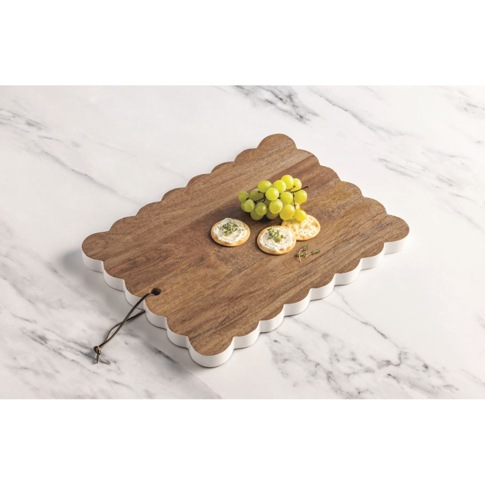 Mud Pie Large Scalloped Wood Board