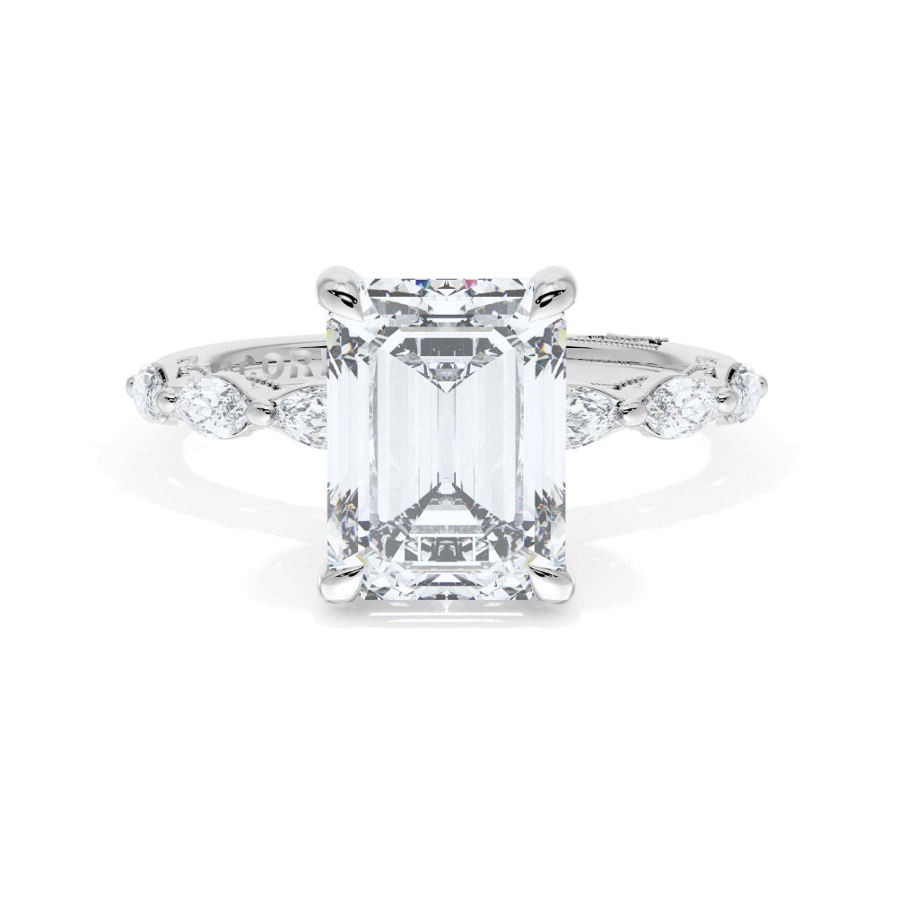 Tacori 18k Gold Sculpted Crescent Emerald Solitaire Engagement Ring