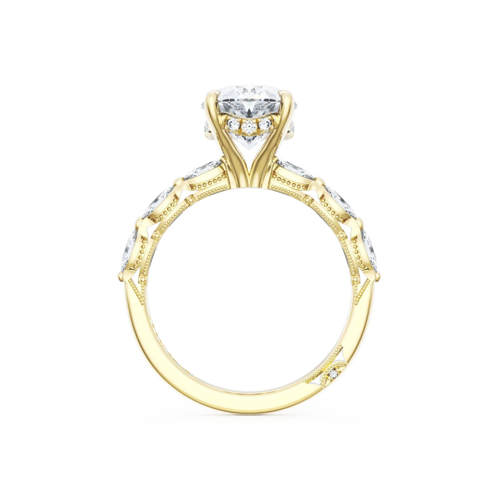 Tacori 18k Gold Sculpted Crescent Oval Solitaire Engagement Ring