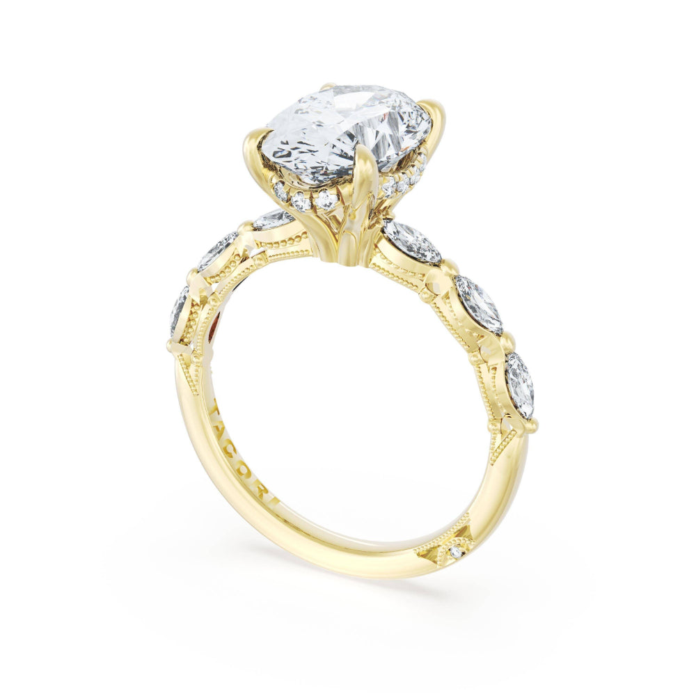 Tacori 18k Gold Sculpted Crescent Oval Solitaire Engagement Ring