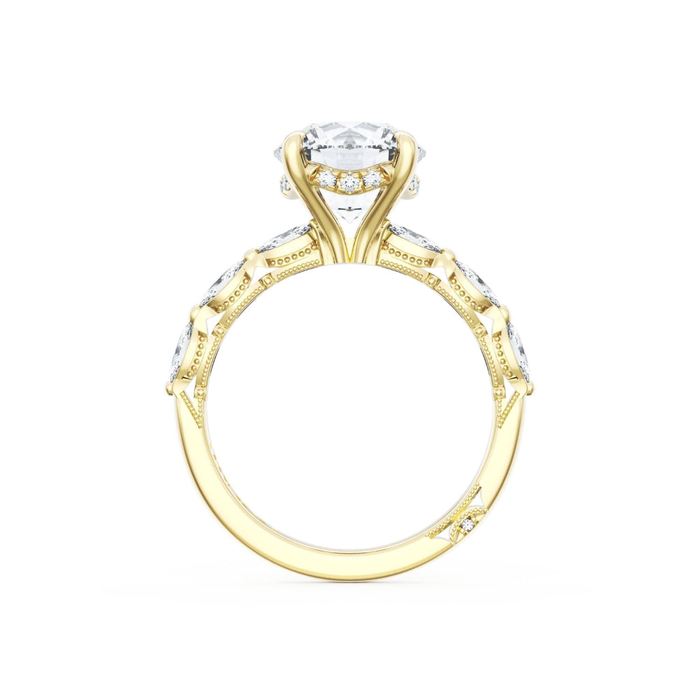 Tacori 18k Gold Sculpted Crescent Round Solitaire Engagement Ring