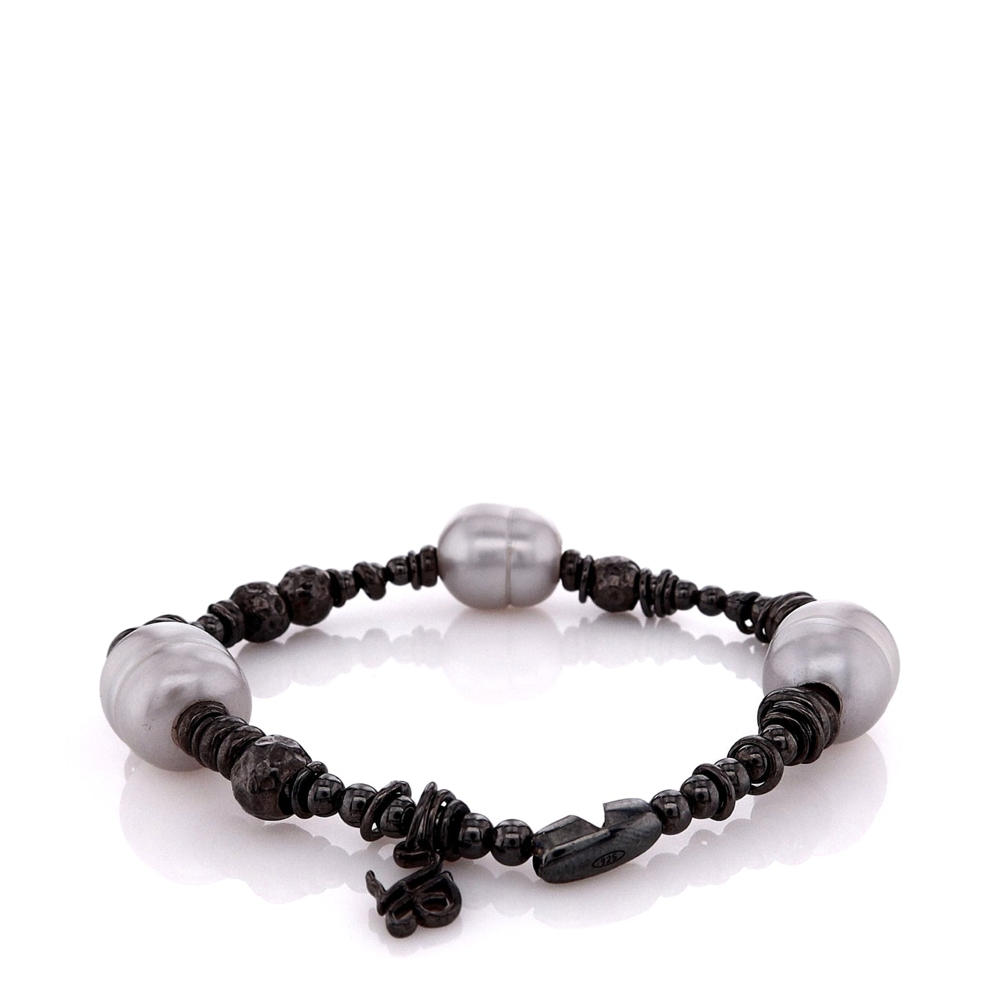 Honora Black Rhodium Sterling Silver Cultured Pearl Beaded Stretch Bracelet